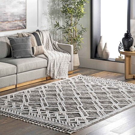 Nuloom Ansley Moroccan Lattice Tassel Area Rug 9ft x 12ft KKLR12A-9012